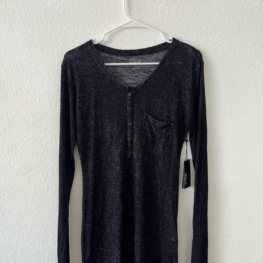 Rails Black Long Sleeve Henley Shirt with Pocket Made in USA Size Small